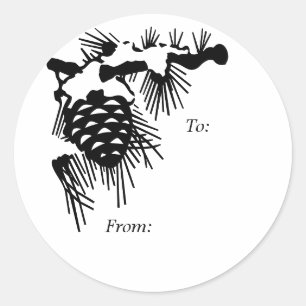 Etiqueta de Presente de Natal Pine Cone