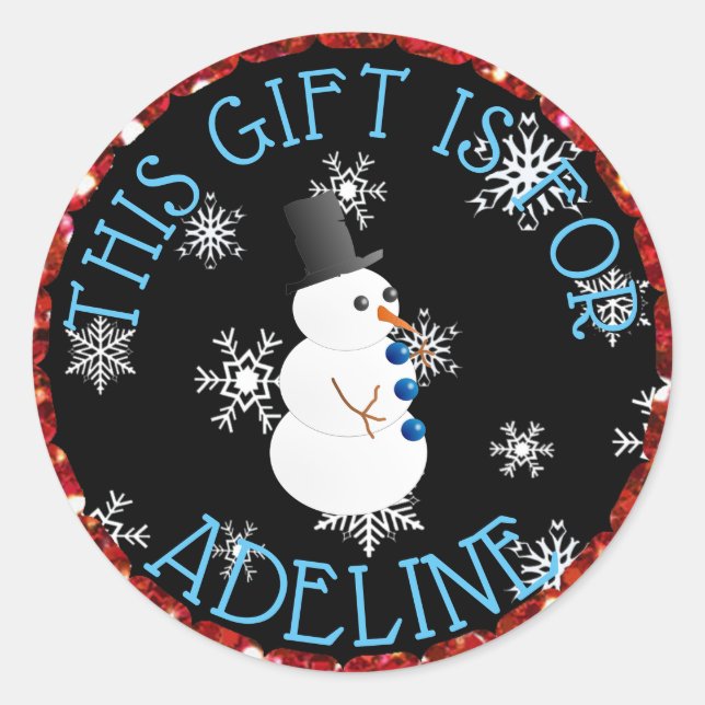 Etiqueta de Presente de Natal Red and Black Snowma (Frente)