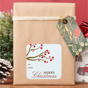 Etiqueta de Presente de Natal Red Berries