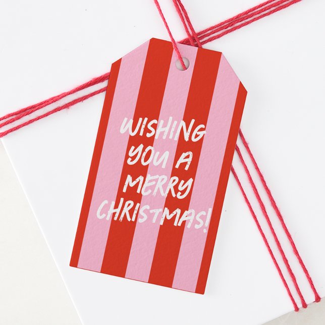 Etiqueta de Presente de Natal Retro Retron Vermelh (Criador carregado)