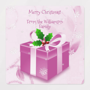 Etiqueta de presente de Natal rosa