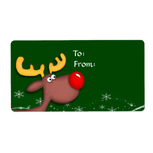 Etiqueta de presente de Natal Rudolf