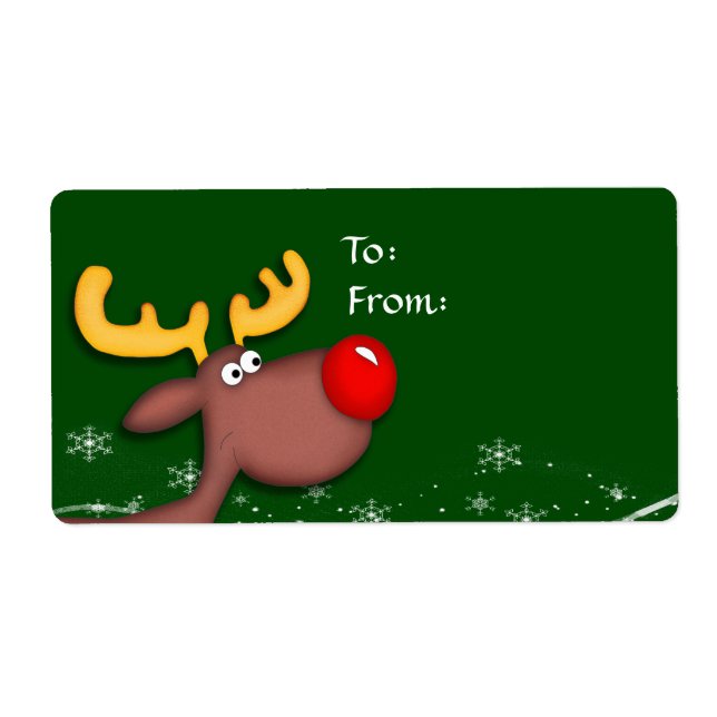 Etiqueta de presente de Natal Rudolf (Frente)
