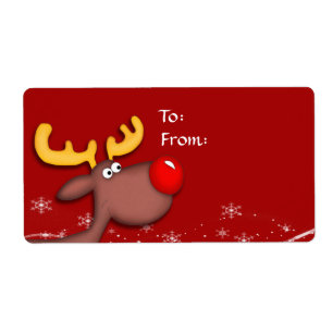 Etiqueta de presente de Natal Rudolf