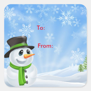 Etiqueta de Presente de Natal Sticker-Snowman