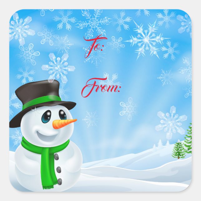 Etiqueta de Presente de Natal Sticker-Snowman (Frente)