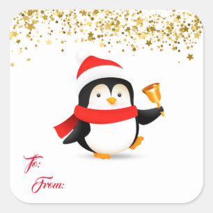 Etiqueta de presente de Natal Stickers-Pinguim