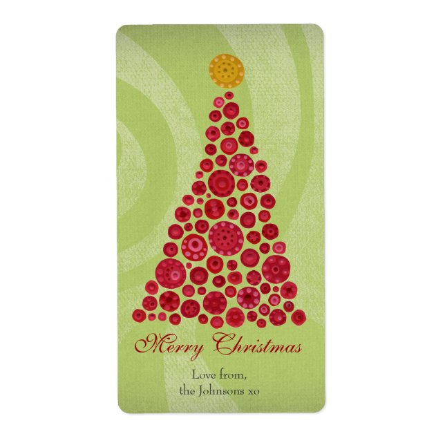 Etiqueta de presente de Natal vermelho e verde (Frente)