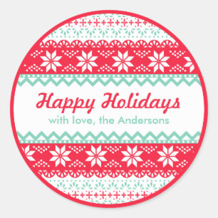 Etiqueta de Presente de Padrão Nórdico   Feriados