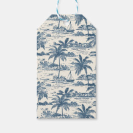 Etiqueta de Presente de Padrão Pintado Dusty Blue