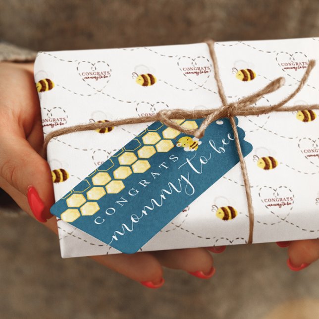 Etiqueta de Presente de Parabéns para Mamãe Abelha (Congratulate the special mommy to bee with this cute personalized gift tag! Matching collection! )