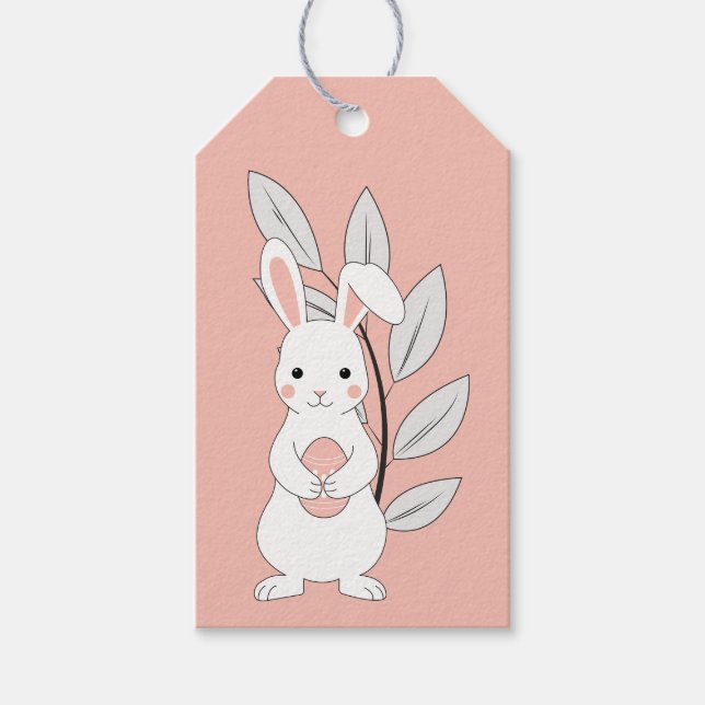 Etiqueta de Presente de Páscoa Rosa Pastel (Frente)