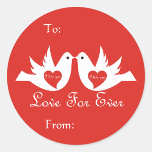 Etiqueta de Presente de Pássaros de Amor