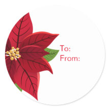 Etiqueta de Presente de Poinsettia Natal