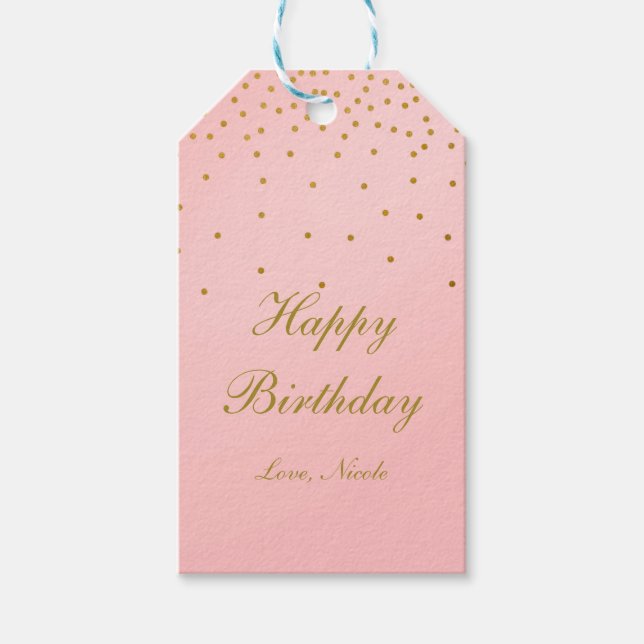 Etiqueta de Presente de Pontos de Confetti de Folh (Frente)