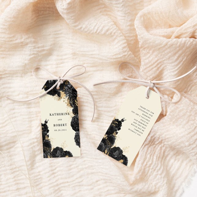 Etiqueta de presente de Rosas Pretos Dourados com  (Criador carregado)