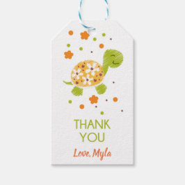 Etiqueta de Presente de Tartaruga Laranja