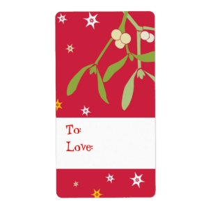 Etiqueta de presente de visco de Natal vermelho (p
