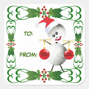 Etiqueta de Presente de Voleibol de Natal