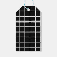 Etiqueta de presente de Xadrez branca e preta