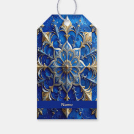 Etiqueta de Presente Decorativa Azul para Feriado