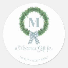 Etiqueta de Presente do Arco Gingham Azul