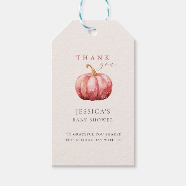 Etiqueta de Presente do Chá de fraldas Pumpkin ros (Frente)