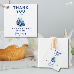 Etiqueta de Presente do Favor do Trator Azul Praça