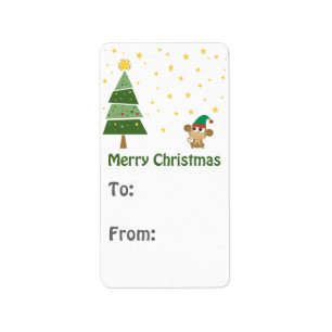 Etiqueta de Presente do Macaco Elf de Natal