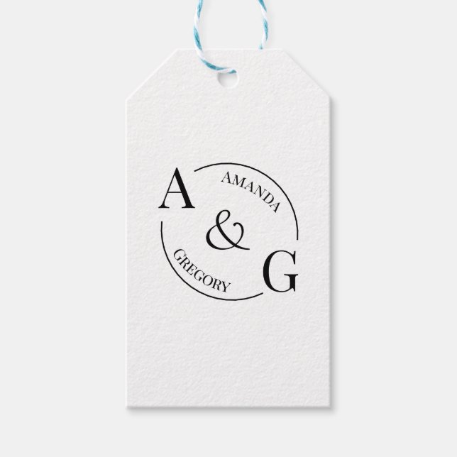 Etiqueta de Presente do Nome do Monograma Minimali (Frente)