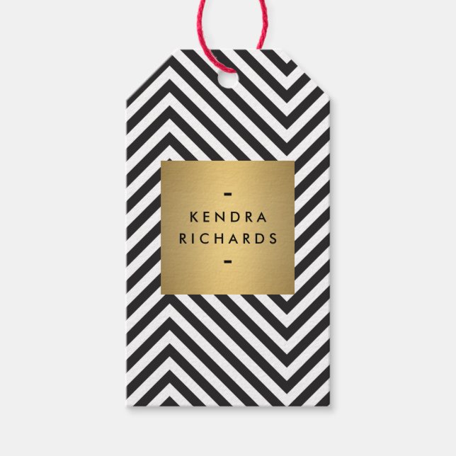 Etiqueta de Presente do Nome Dourado do Padrão Pre (Frente)