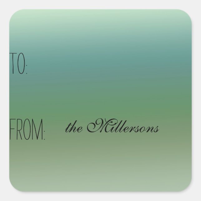 Etiqueta de Presente do Ombre Verde Azul (Frente)