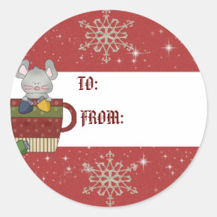 etiqueta de presente do rato de Natal