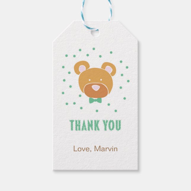 Etiqueta de Presente do Urso Verde (Frente)