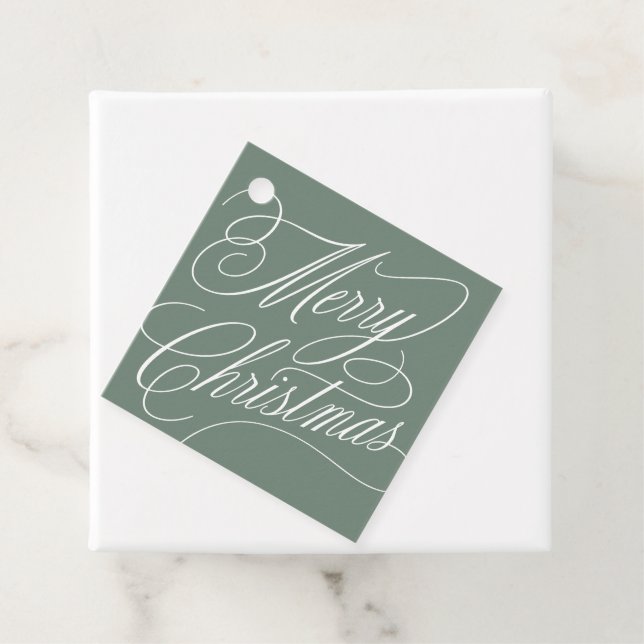 Etiqueta de presente elegante Feliz Natal em verde (In Situ)