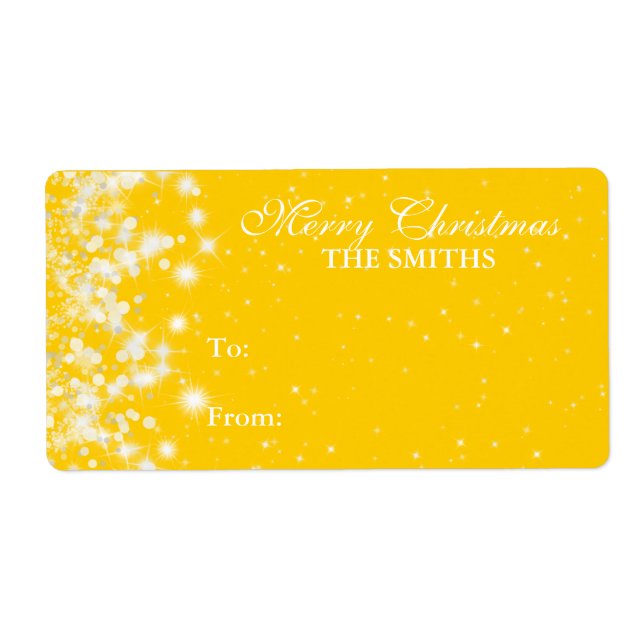 Etiqueta de Presente Elegante Inverso Amarelo (Frente)