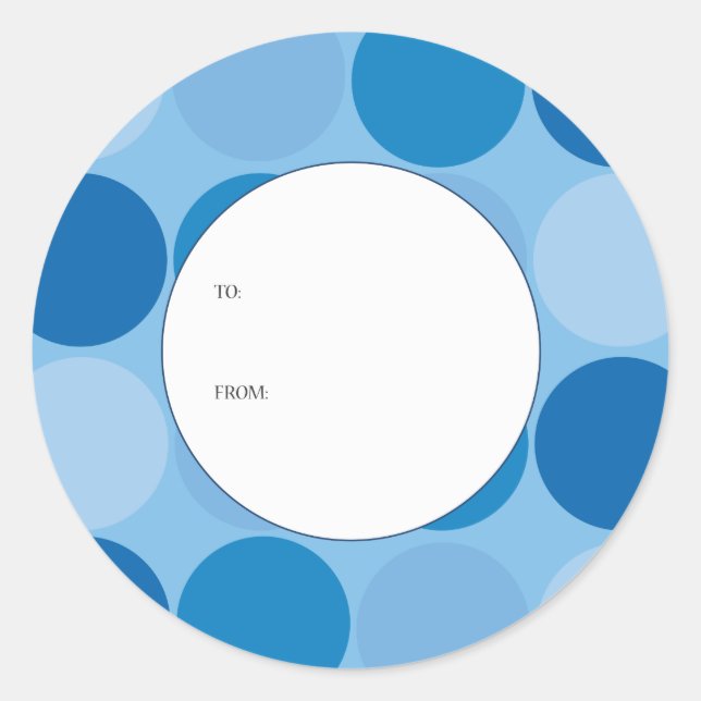 Etiqueta de Presente em Círculos Azuis (Frente)