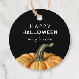 Etiqueta de presente Feliz Halloween com abóbora