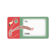Etiqueta de presente flamingo de Natal