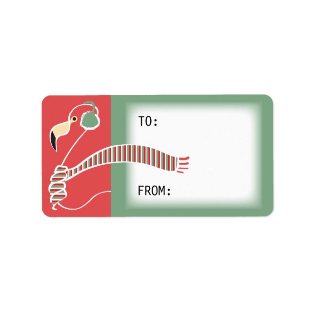 Etiqueta de presente flamingo de Natal (Frente)