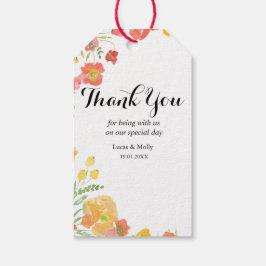 Etiqueta de Presente Floral de Casamento Rosa e La