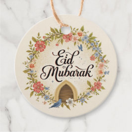 Etiqueta de presente floral Eid mubarak