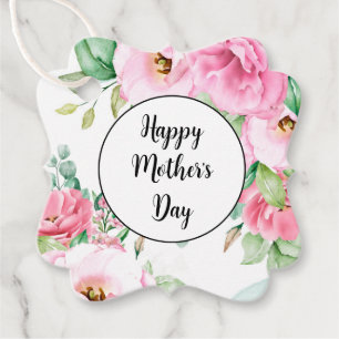 Etiqueta de Presente Floral Rosa Dia das Mães