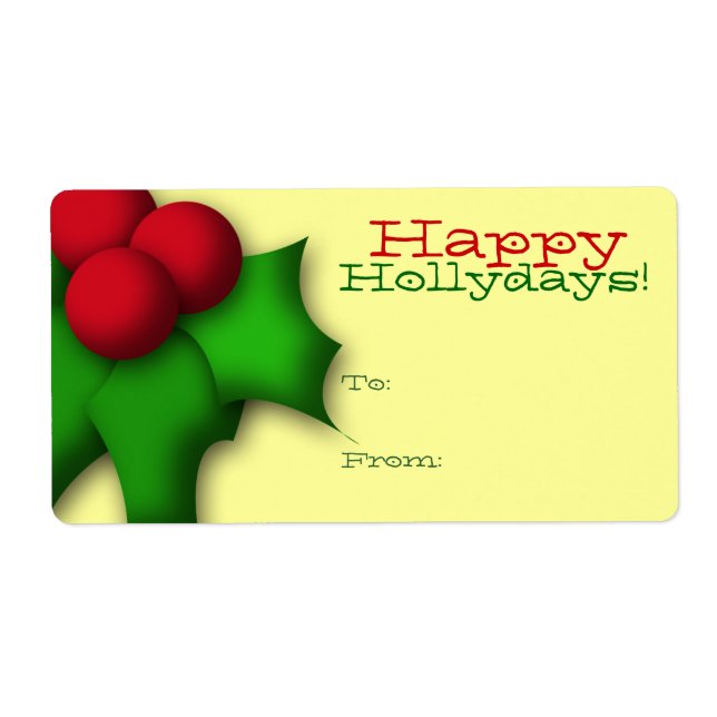 Etiqueta de Presente Modelo Para/De MistletoHolly (Frente)