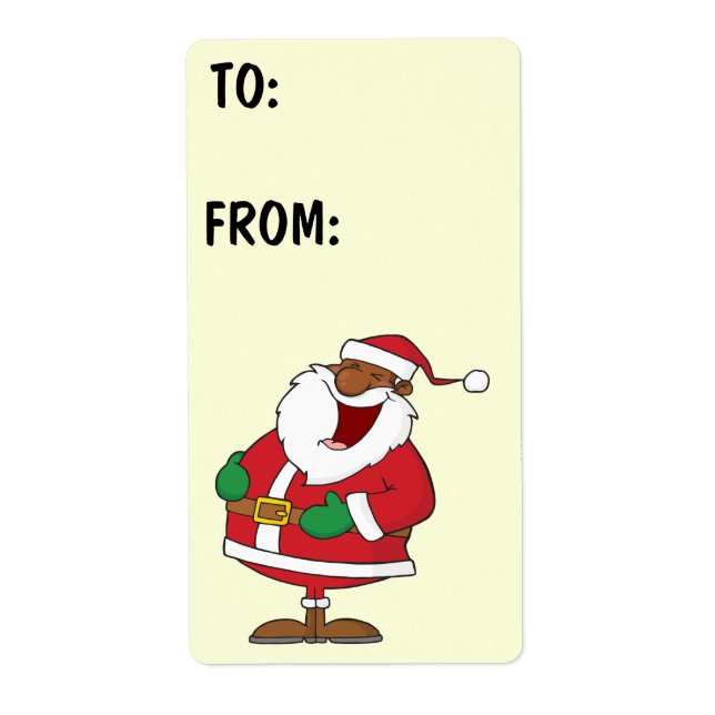 Etiqueta de Presente Nicholas, Santo Negro Jolly (Frente)