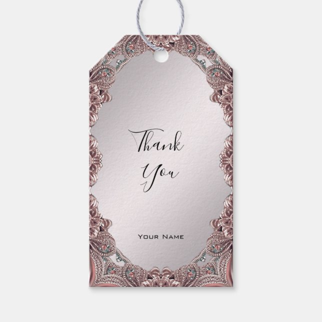 Etiqueta de Presente Ornamental Rosa (Frente)