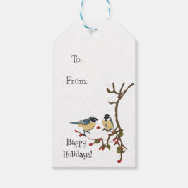 Etiqueta de Presente para Aves de Neve Feriadas