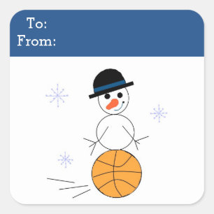 Etiqueta de Presente para Basquete Snowman