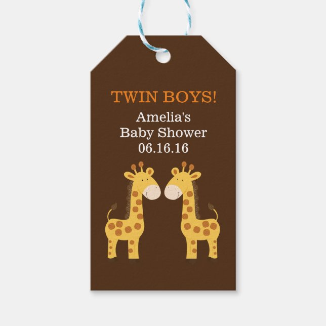 Etiqueta de Presente para Chá de Bebê de Girafas G (Frente)