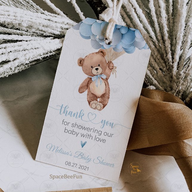 Etiqueta de presente para chá de bebê do Ursinho d (bear themed baby shower,baby shower gift tags,baby shower favor label,scustom baby shower tags,teddy)